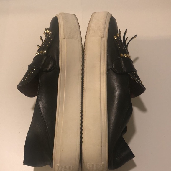 BCBG MAXAZRIA Dita slip on platform studded shoes in black gold cow leather - Picture 3 of 9